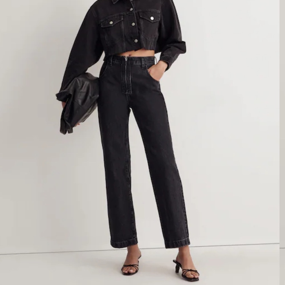 Madewell The Perfect Vintage Wide-Leg Jean in Black Exposed-Zip Edition size 27